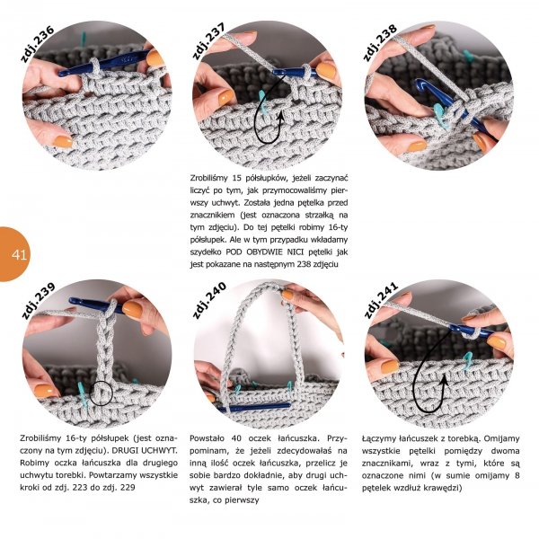Instrukcja szydełkowania torebki SHOPPERKI ze sznurka bawełnianego „krok po kroku” e-wersja