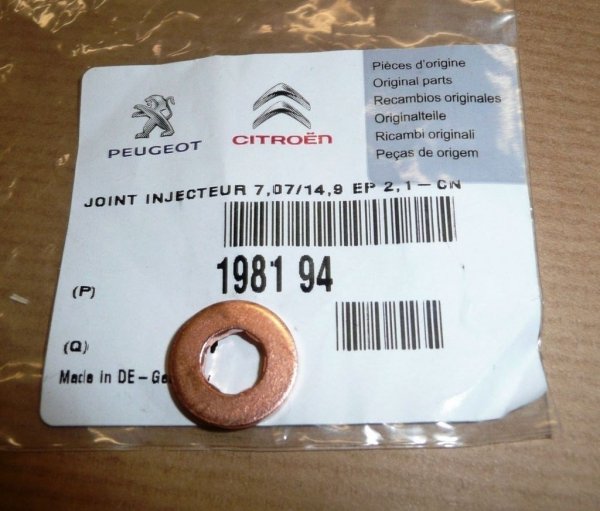 1X ORIGINAL Dichtring Einspritzdüse Citroen Berlingo C3 C4 C5 Peugeot 5008 508 1.6 E-HDI , 198194 , 1981.94
