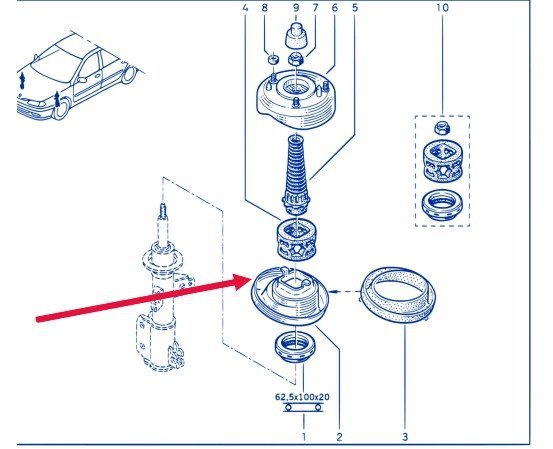 NEUF Rondelle de ressort de suspension avant Renault ESPACE III LAGUNA I , 7700822908