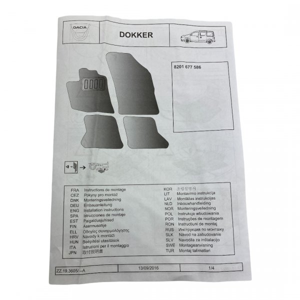 Originalteil Velours Fußmatten Satz für Dacia Dokker , 8201677586