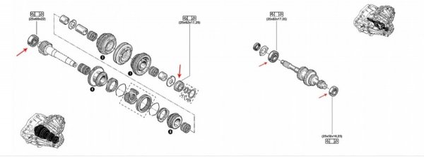 SNR Reparatur Lagersatz Getriebelager x8 TRAFIC OPEL MOVANO RENAULT MASTER 2010-  Getriebe PK6 PF6