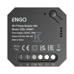 Smart Relay - Inteligentny przekaźnik, ENGO EREL-16WIFI, do systemu ENGO Smart, czarny, Wi-Fi, 1x16A, NO-COM 932313960