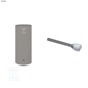 Wymiennik c.w.u. pionowy Onnline W-E 300.81.ONN Mega z wężownicą spiralną stojący, pojemność 300l w komplecie z grzałką ME 0020 o mocy 2,0kW DLW880