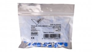 Końcówka tulejkowa izolowana TID 2x2,5mm2/10mm niebieska cynowana TID2x2,5L10 /100szt./