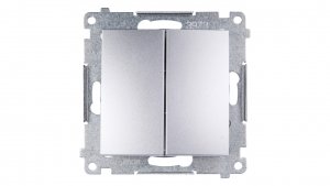 Simon 54 Łącznik bryzgoszczelny świecznikowy IP44, szybkozłącza, srebrny mat DW5B.01/43