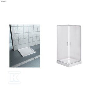 Kabina prysznicowa Onnline kwadratowa, profil chrom, szkło szron 80x185 oraz brodzik akrylowy Onnline Standard Plus 80x80x5 cm kwadratowy DLW271