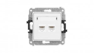 MINI Mechanizm gniazda komputerowego podwójnego 2xRJ45, kat. 5e, 8-stykowy biały mat 25MGK-2