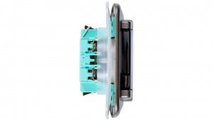 Simon Akord Gniazdo bryzgoszczelne z/u IP44 z klapką dymną satyna metalizowana AGZ1Be/29a