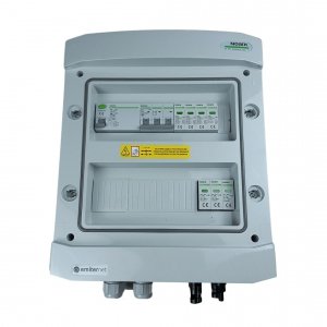 Rozdzielnica przył. DCAC hermetyczna IP65 EMITER z ogranicznikiem przepięć DC Noark 1000V typu 2, 1 x łańcuch PV, 1 x MPPT // ogr. AC Noark typ 2, 10A 3-F, RCD typ A 40A/300mA