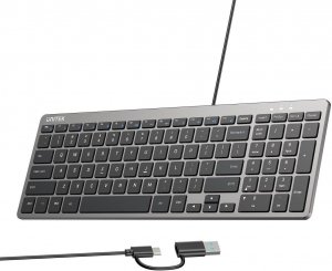 Klawiatura przewodowa Unitek SlimTap USB-C/USB-A