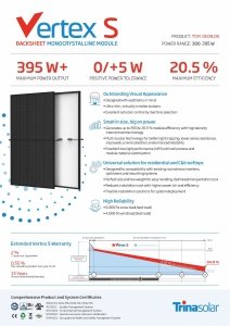 Moduł fotowoltaiczny Panel PV 390Wp Trina Vertex S TSM-390 DE09.08 FB Full Black