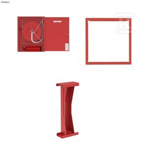 Hydrant wewnętrzny DN33, HWG-33-KP-30 UNN, z miejscem na gaśnicę, natynkowy, wąż półsztywny 30m, 780x1010x250, k.czerwony, z ramką i podporą_ZESTAW DMQ913