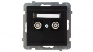 SONATA Gniazdo antenowe podwójne typu F czarny metalik GPA-2RF/m/33