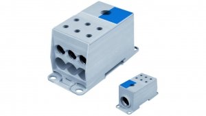 Blok rozdzielczy AL/CU 1-potencjałowy 175A we 1x95-240mm2 wy 6x10-50mm niebieski AUX38503N