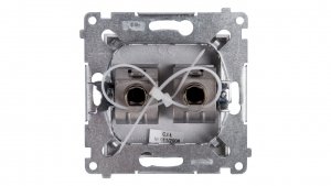 Simon 54 Gniazdo komputerowe podwójne 2xRJ45 kat.6 ekranowane z przesłoną srebrny mat D62E.01/43