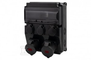 Rozdzielnica CAJA 12M SCENIC - gniazda proste 16A 5p, 32A 5p, 3x230V, 12 modułów, kolor czarny