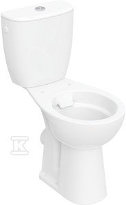 Rekord stojąca miska WC ze spłuczką nasadzaną, lejowa, odpływ poziomy, podwyższona, Rimfree