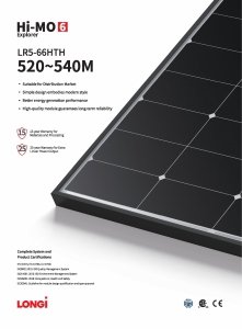Moduł fotowoltaiczny Panel PV 530W Longi LR5-66HTH-530M Hi-MO 6 Explorer Black Frame Czarna rama