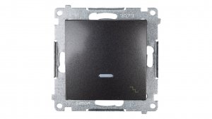 Simon 54 Łącznik schodowy z podświetleniem, szybkozłącza, antracyt DW6L.01/48