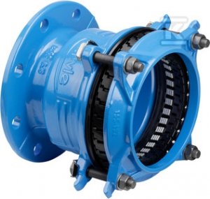 Łącznik RK SYNOFLEX, DN200 d198-230, PN10, rurowo-kołnierzowy, do wody i kanalizacji, do rur stalowych, żeliwnych, PE i PVC, z zabezpieczeniem przed przesunięciem, GJS-żeliwo sferoidalne seria 7994) 5023359