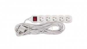 Przedłużacz z wyłącznikiem 5-gniazd z/u 10m /H05VV-F 3G1/ biały P1510