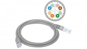 Patch-cord U/UTP kat.6A LSOH 1.0m szary KKU6ASZA1.0