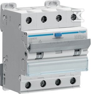 Wyłącznik różnicowoprądowy z członem nadprądowym 4P 6kA C 13A/30mA Typ A ADM463C