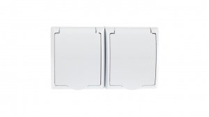 FALA Gniazdo hermetyczne podwójne z/u Schuko IP44 klapka biała GNH-2HS/00/w