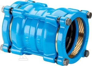 Łącznik RR S2000, d90, PN16, rurowo-rurowy, do wody i kanalizacji, do rur PE i PVC, z zabezpieczeniem przed przesunięciem, GJS-żeliwo sferoidalne (seria 0430_System2000) 5013030