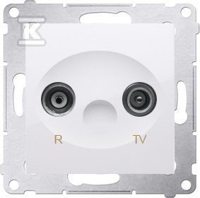 Gniazdo RTV końcowe separowane tłum. 1dB, biały Simon54 + Ramka 1-krotna uniwersalna do puszek karton-gips IP20 / IP44, biały Simon54 DMR888