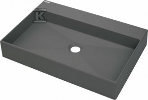 Umywalka granitowa nablatowa - 60x40 cm Correo, antracyt metalik