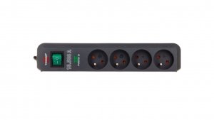 Listwa zasilajaca przeciwprzepieciowa Eco-Line 4500A 1,5m 4 gniazda czarna H05VV-F 3G1,5 1153904314