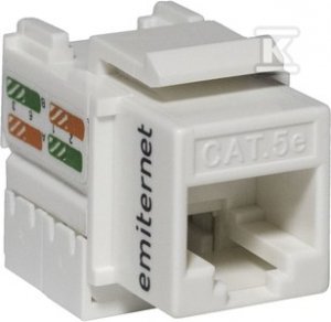Gniazdo teleinformatyczne RJ45 UTP kat. 5e, keystone białe,(szer. x wys. x gł.) 14,5x16,1x33,zącze typ IDC-LSA