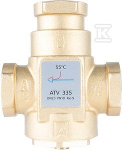 Zawór temperaturowy ATV 335, DN25, Rp 1 cal, kvs 9, 55°C