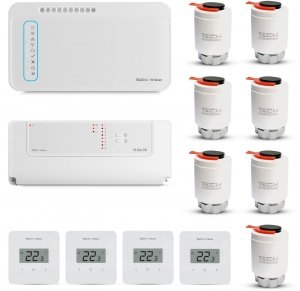 TECH STEROWNIKI Zestaw sterowania strefowego ogrzewaniem podłogowym przewodowy