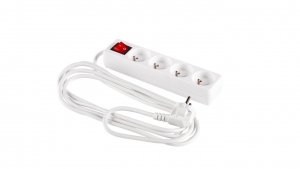 Przedłużacz z wyłącznikiem 4-gniazda z/u 1,5m /H05VV-F 3G1/ biały PM-ZW-4G-15