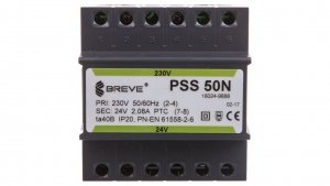 Transformator 1-fazowy modułowy bezpieczeństwa PSS 50N 230/ 24V 2,1A, na szynę DIN, IP20, Ta 40, 16024-9888