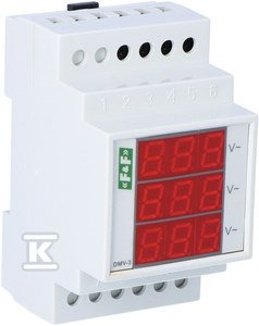 Cyfrowy wskaźnik napięcia, trójfazowy DMV-3 true RMS zakres wskazań 100÷300V 3 moduły DMV3RMS