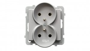 SONATA Gniazdo podwójne z/u srebro mat GP-2RRZ/m/38