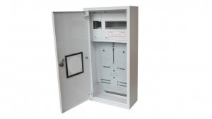 Rozdzielnica licznikowa metalowa na licznik elektroniczny 1 X TL 3F   11 zabezpieczeń zamek okienko RAL 9003A-RZ12E