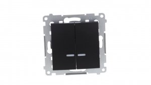 Simon 54 Łącznik świecznikowy z podśw LED i do wersji IP44 (moduł) 10AX 250V szybkozłącza, czarny mat z wkładkę DU1W DW5BL.01/49