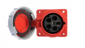 Gniazdo tablicowe skośne 63A 5P 400V /100x112/ czerwone IP67 POWER TWIST 435-6