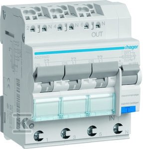 Wyłącznik różnicowoprądowy z członem nadprądowym 3x1P+N 6kA C 16A/30mA Typ A QC/QBB ADZ366D
