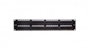 Patch panel kompletny 19 cali 48x RJ45 U/UTP kat. 5e 2U czarny (RAL 9005) DN-91548U