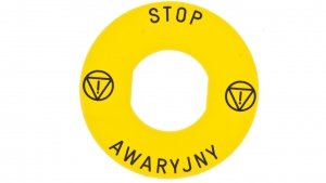 Tabliczka opisowa żółta okrągła fi60 STOP AWARYJNY ZBY9PL30