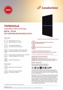 Moduł fotowoltaiczny panel PV 500Wp Canadian Solar CS6.1-60TB-500 TOPBiHiKu6 N-type TOPCon Bifacial Black Frame Czarna Rama