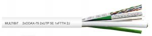 Przewód multiparowy MULTIBiT 2xSAT-75 Al-Pet-Al 1,05/5,0 2xU/UTP 4x2x24AWG kat.5e FTTH 2J TI0114 klasa Eca /bębnowy/