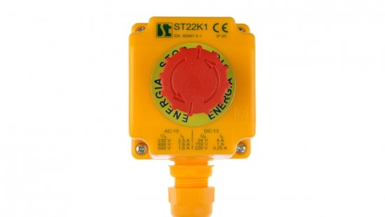 Kaseta z przyciskiem bezpieczeństwa przez obrót 1Z 1R IP65 ST22K108-1