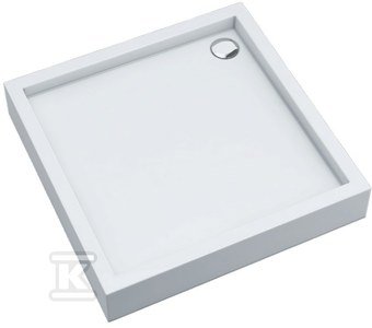 Brodzik akrylowy &quot;Medium&quot; zintegrowany z podbudową Stabilsound Plus oraz przeciągniętym panelem Smooth White 80x80x16 cm kwadratowy