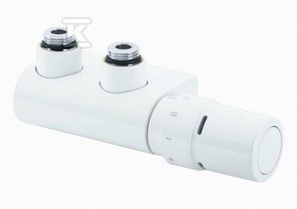 Zestaw VHX-Duo kątowy, podwójne połączenie 50 mm do grzejników dekoracyjnych łazienkowych z połączeniem dolnym, kolor biały 013G4281